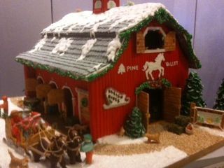 Gingerbread House decorated in theme of A Christmas Story movie.